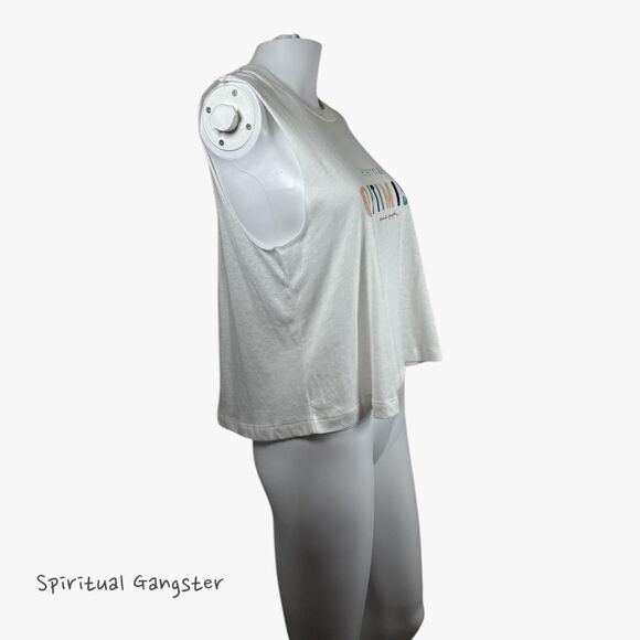 Spiritual Gangster Women's Eternal Optimist Crop Tank Top in White Sz M Preppy - Picture 2 of 7